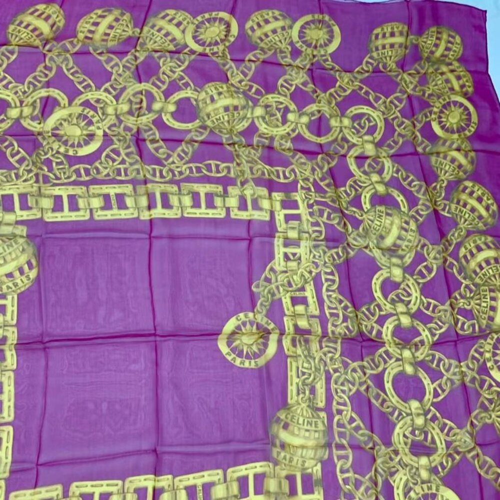 Celine Large 130 X130 cm Silk Scarf Stole Pink - Picture 3 of 8